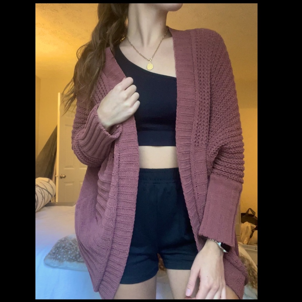 Love Richie Chunky Knit Cardigan in Deep Rose